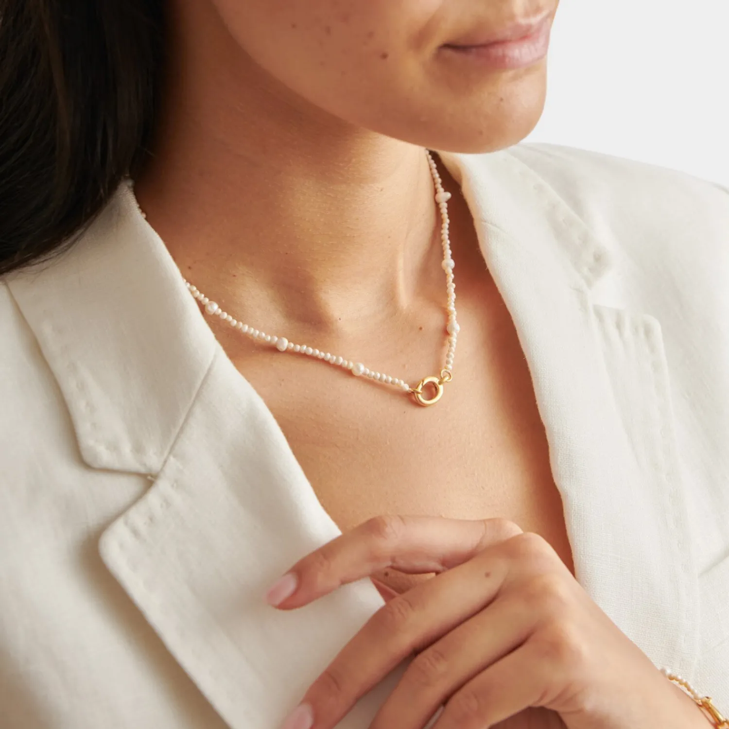Katie Loxton Pearl Glow Waterproof Gold Choker New