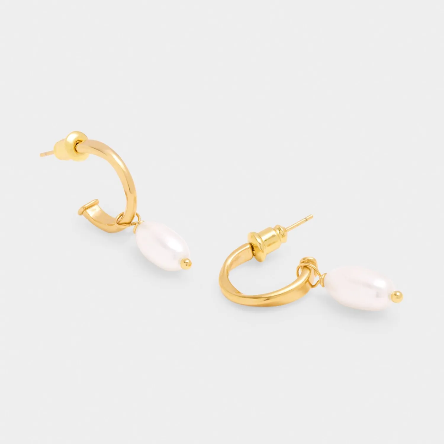 Katie Loxton Pearl Lustre Waterproof Gold Hoop Earrings New