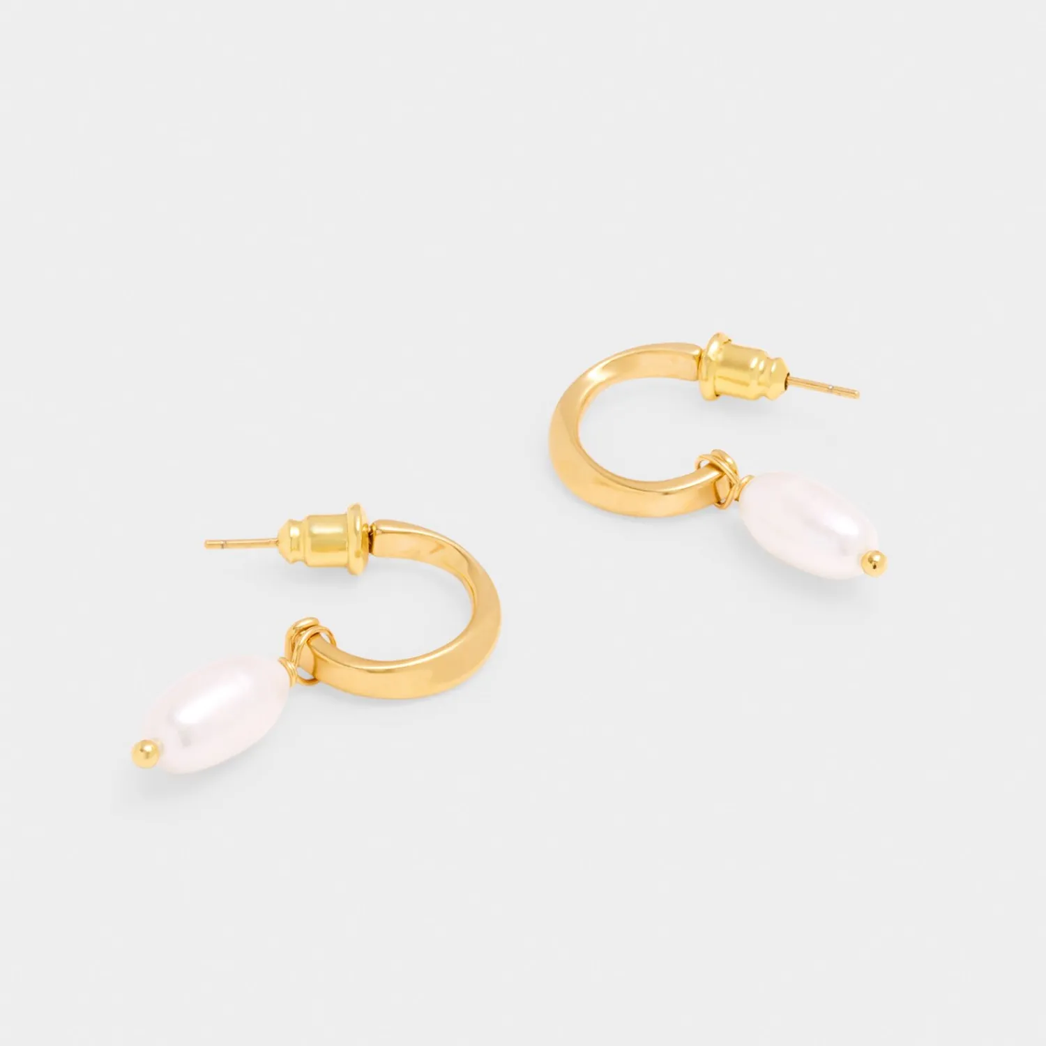 Katie Loxton Pearl Lustre Waterproof Gold Hoop Earrings New