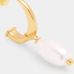 Katie Loxton Pearl Lustre Waterproof Gold Hoop Earrings New