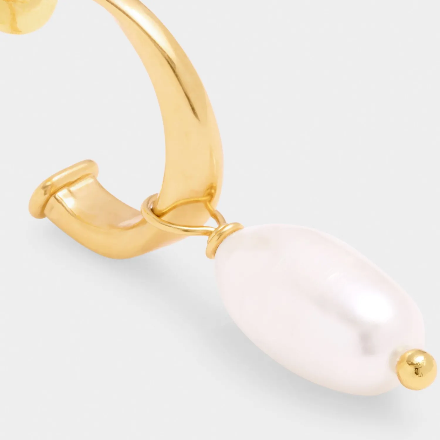 Katie Loxton Pearl Lustre Waterproof Gold Hoop Earrings New