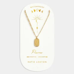 Katie Loxton Pisces' Waterproof Gold Zodiac Necklace 19th Feb 20th Mar Online