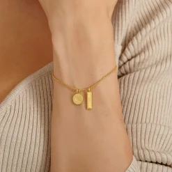Katie Loxton ' Waterproof Gold Charm Bracelet Positivity Clearance