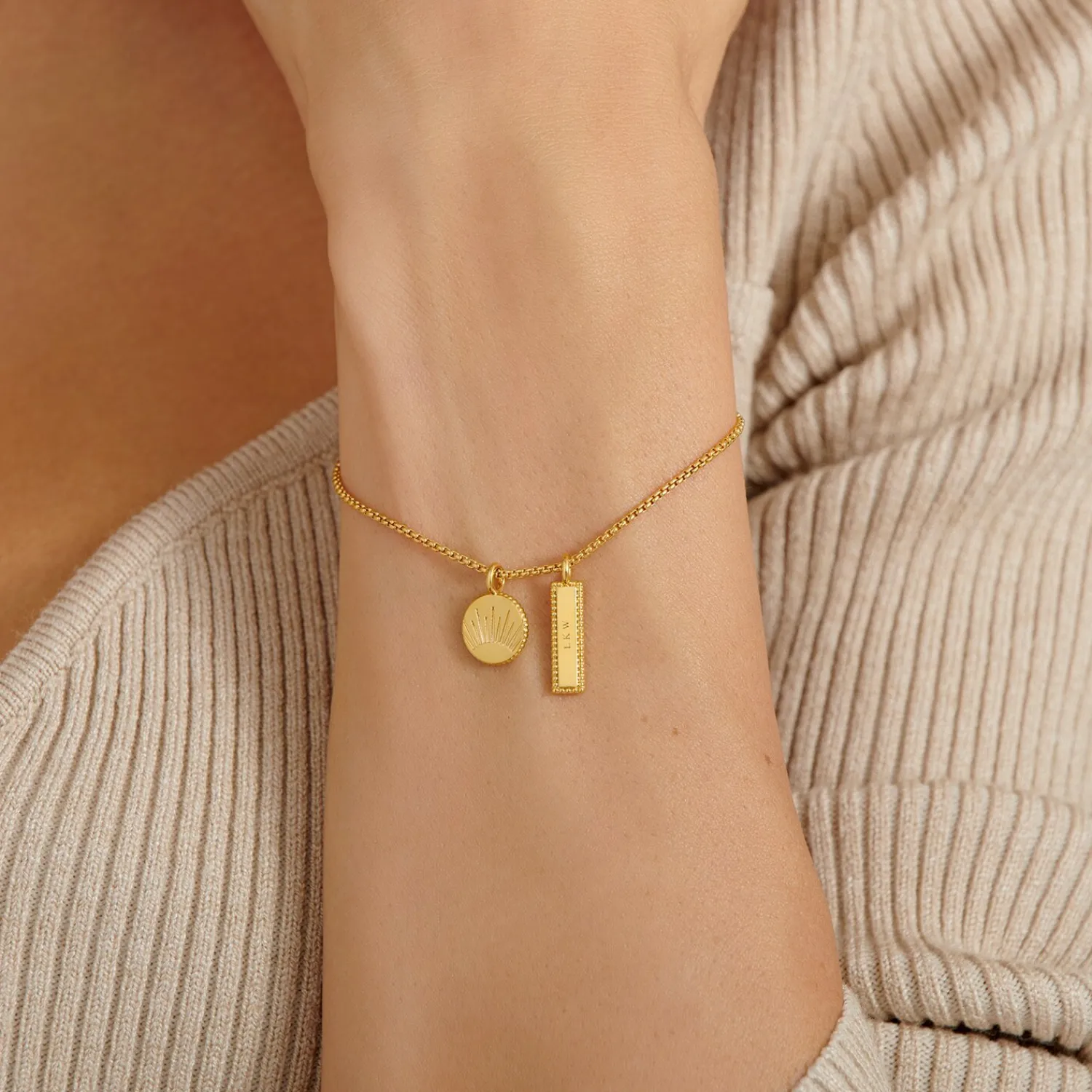 Katie Loxton ' Waterproof Gold Charm Bracelet Positivity Clearance