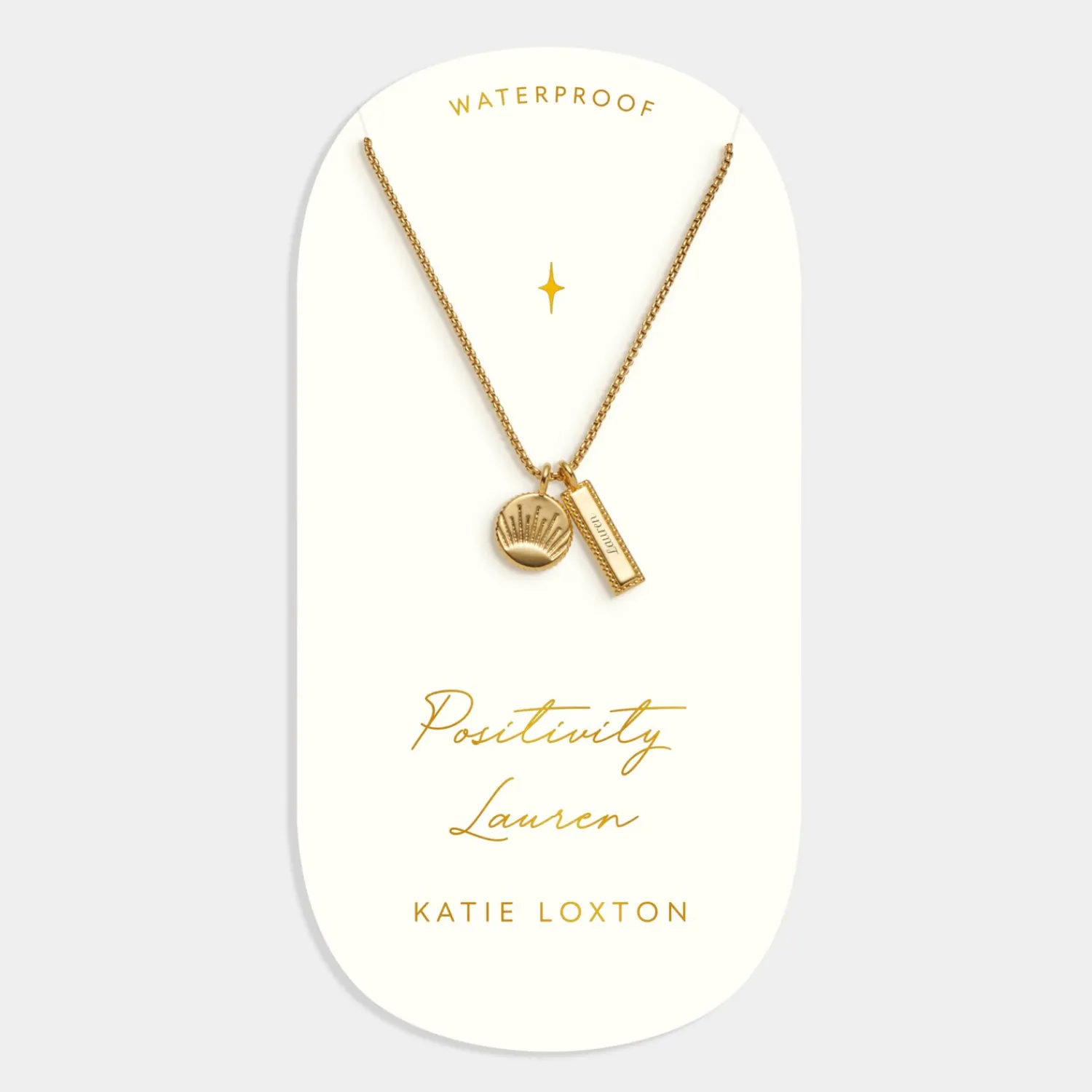 Katie Loxton ' Waterproof Gold Charm Necklace Positivity Sale