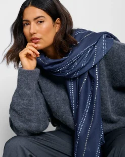 Katie Loxton Printed Foil Scarf Navy New