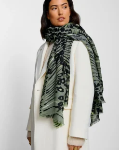 Katie Loxton Printed Foil Scarf Khaki New