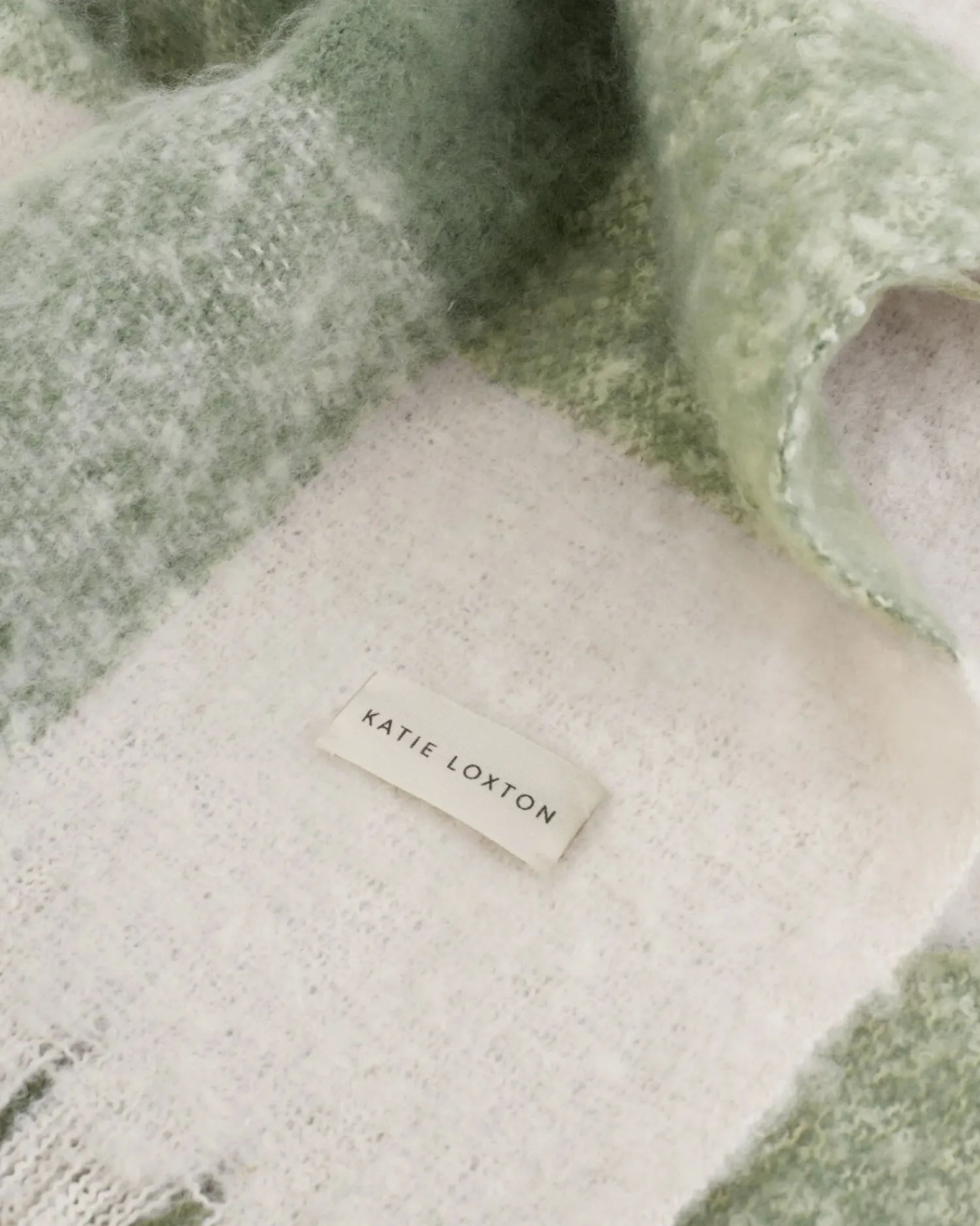 Katie Loxton Recycled Checked Tassel Scarf Graphite Green Clearance
