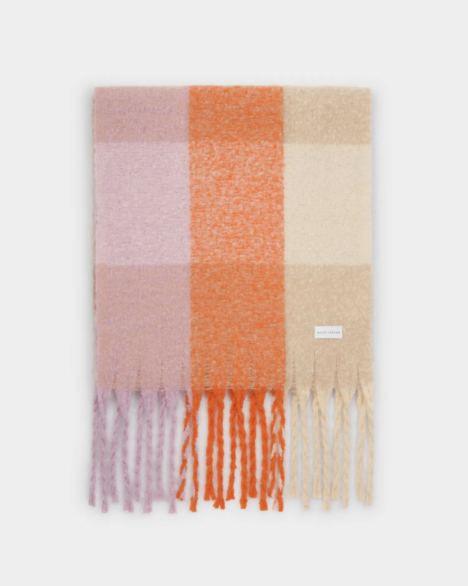 Katie Loxton Recycled Checked Tassel Scarf Lilac Online