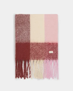 Katie Loxton Recycled Checked Tassel Scarf Pink Sale