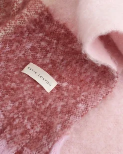 Katie Loxton Recycled Checked Tassel Scarf Pink Sale