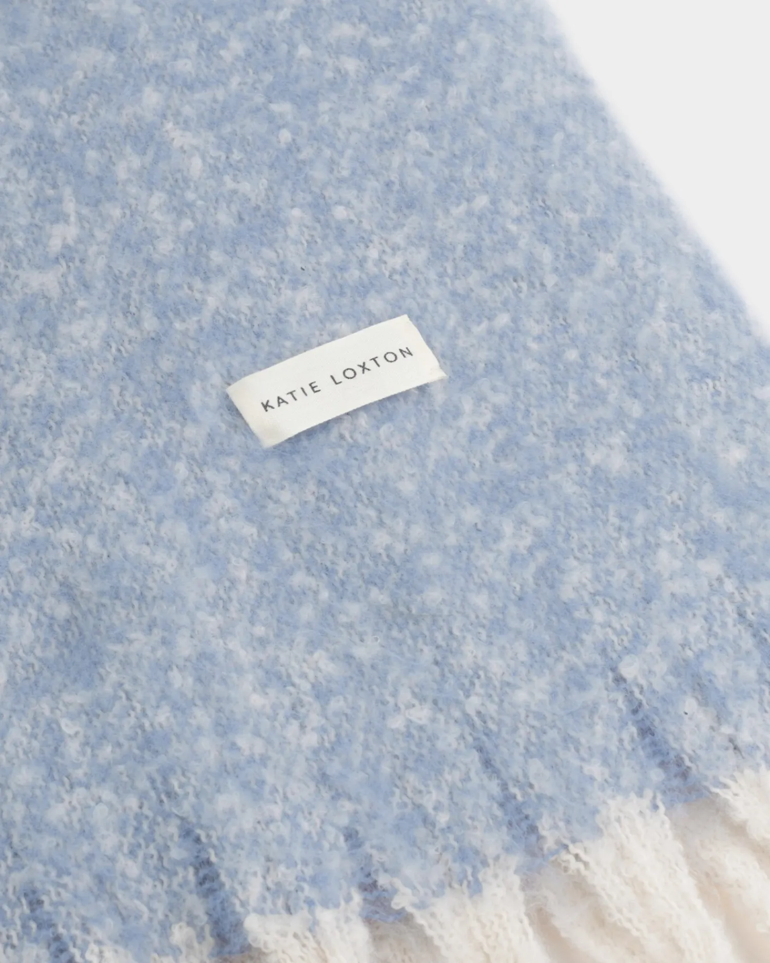 Katie Loxton Recycled Striped Tassel Scarf Blue New