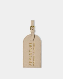 Katie Loxton Sentiment Luggage Tag 'Adventure Memories Happiness' in Light Taupe Adventure Memories Happiness New
