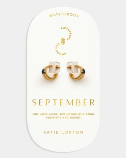 Katie Loxton ' Waterproof Gold Birthstone Hoop Earrings September