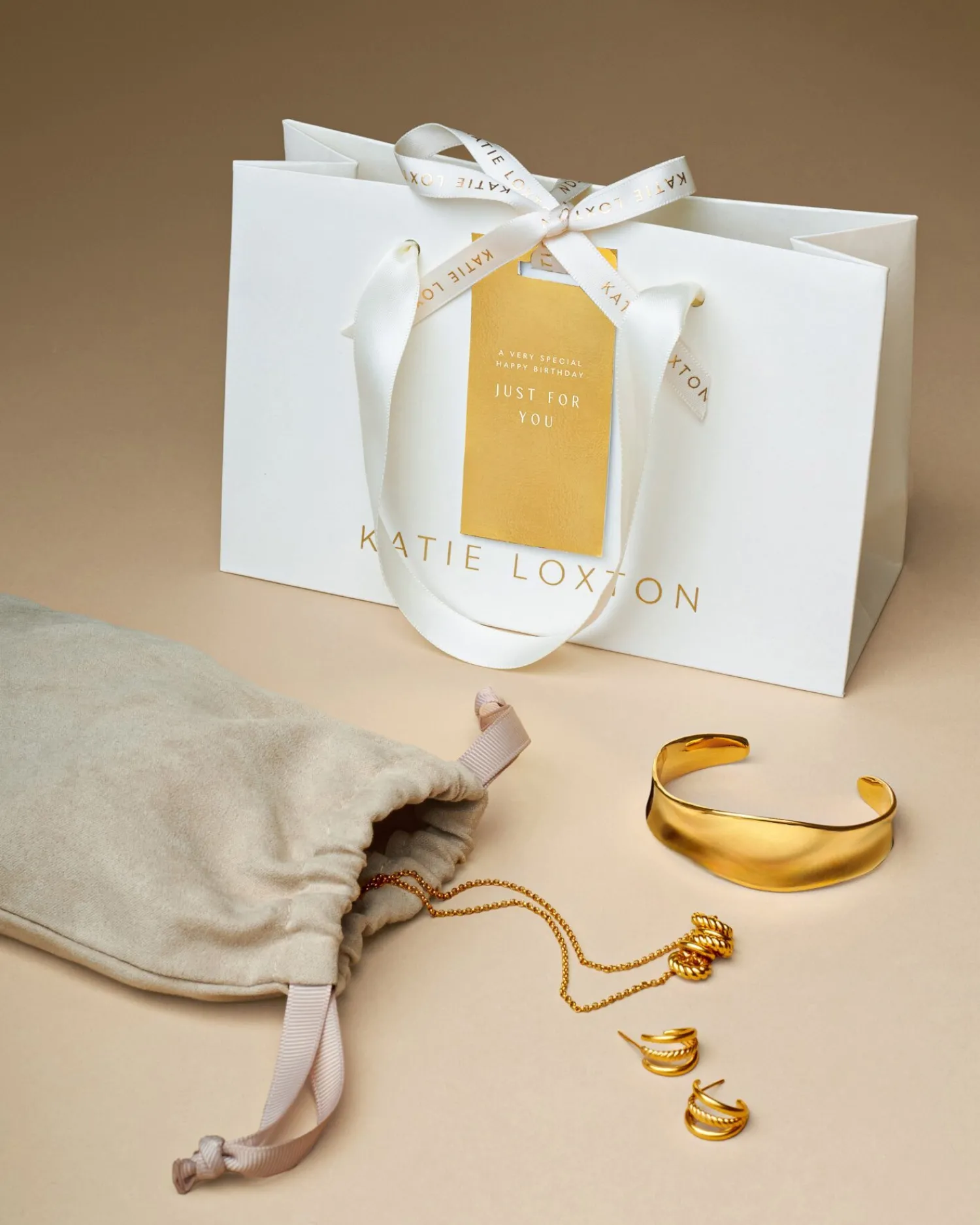 Katie Loxton ' Waterproof Gold Birthstone Hoop Earrings September