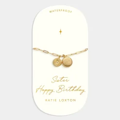 Katie Loxton ' Waterproof Gold Charm Bracelet Sister Clearance