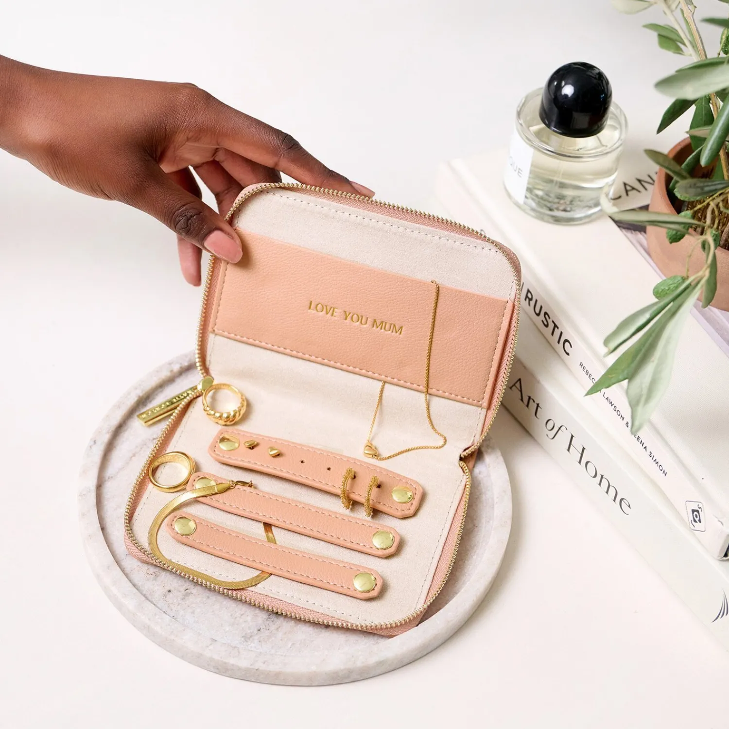 Katie Loxton Slim Jewellery Case 'Love You Mum' Peony Blush Discount