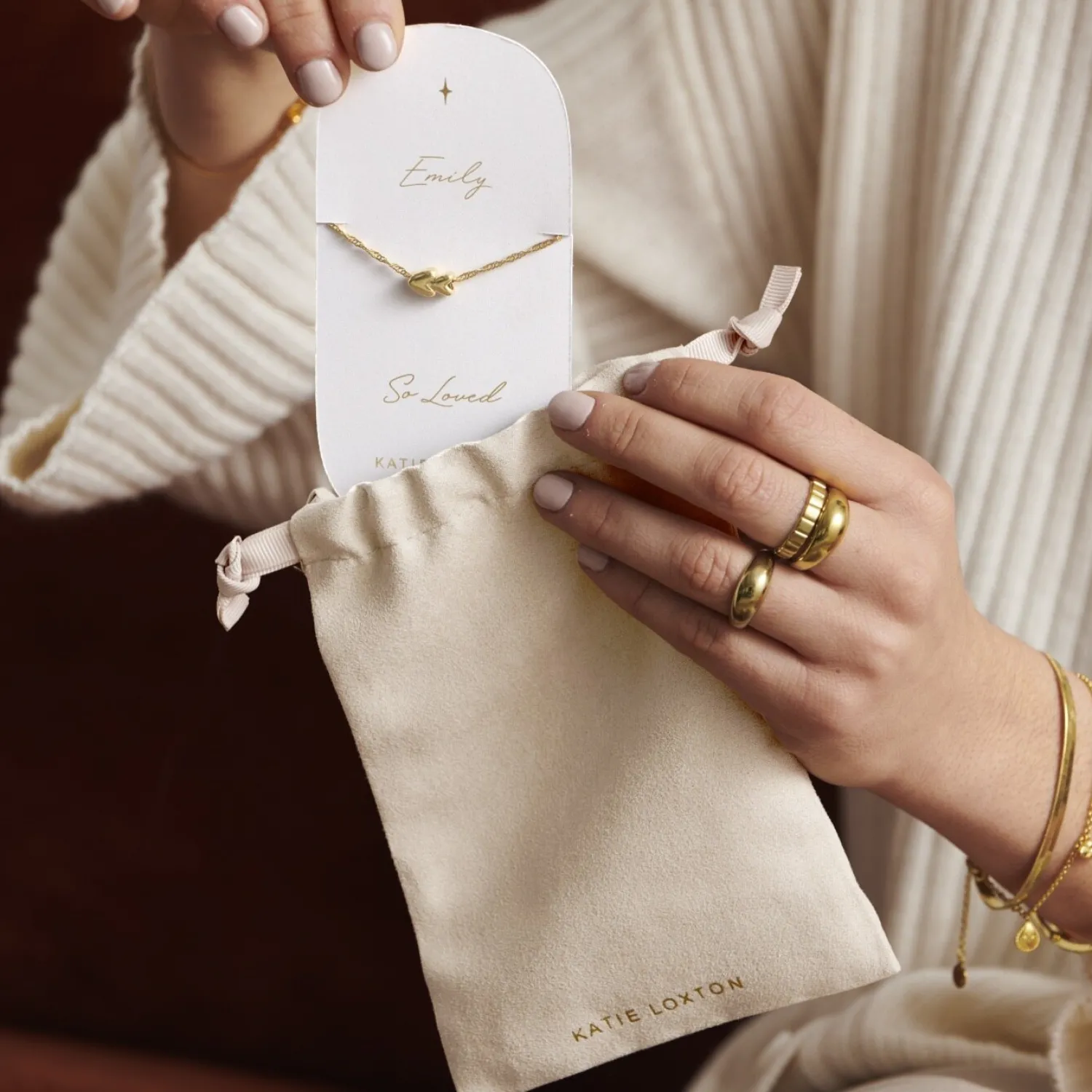 Katie Loxton So Loved' Waterproof Gold Sentiment Bracelet