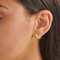 Katie Loxton Sofia Waterproof Gold Button Stud Earrings Hot