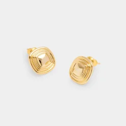 Katie Loxton Sofia Waterproof Gold Button Stud Earrings Hot