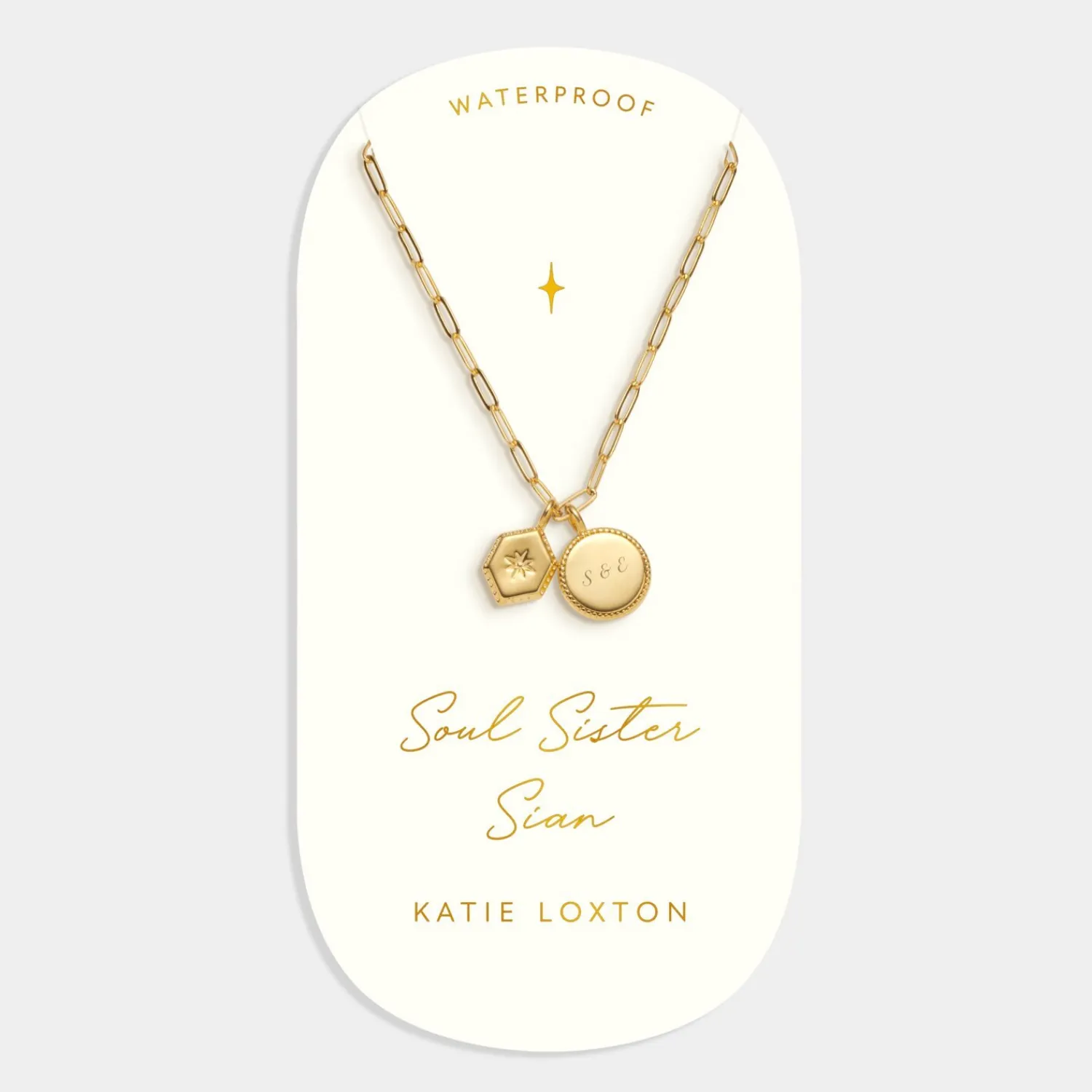 Katie Loxton ' Waterproof Gold Charm Necklace Soul Sister Outlet