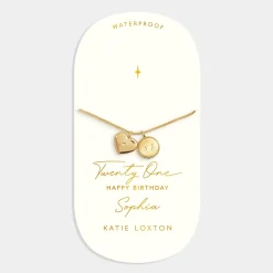 Katie Loxton 21st Birthday' Waterproof Gold Sentiment Bracelet Outlet