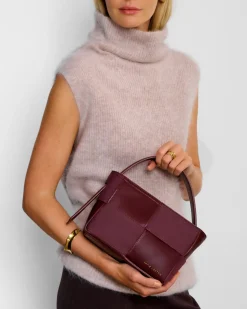 Katie Loxton Taya Hand Woven Suedette Top Handle Bag Cherry New