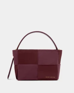 Katie Loxton Taya Hand Woven Suedette Top Handle Bag Cherry New