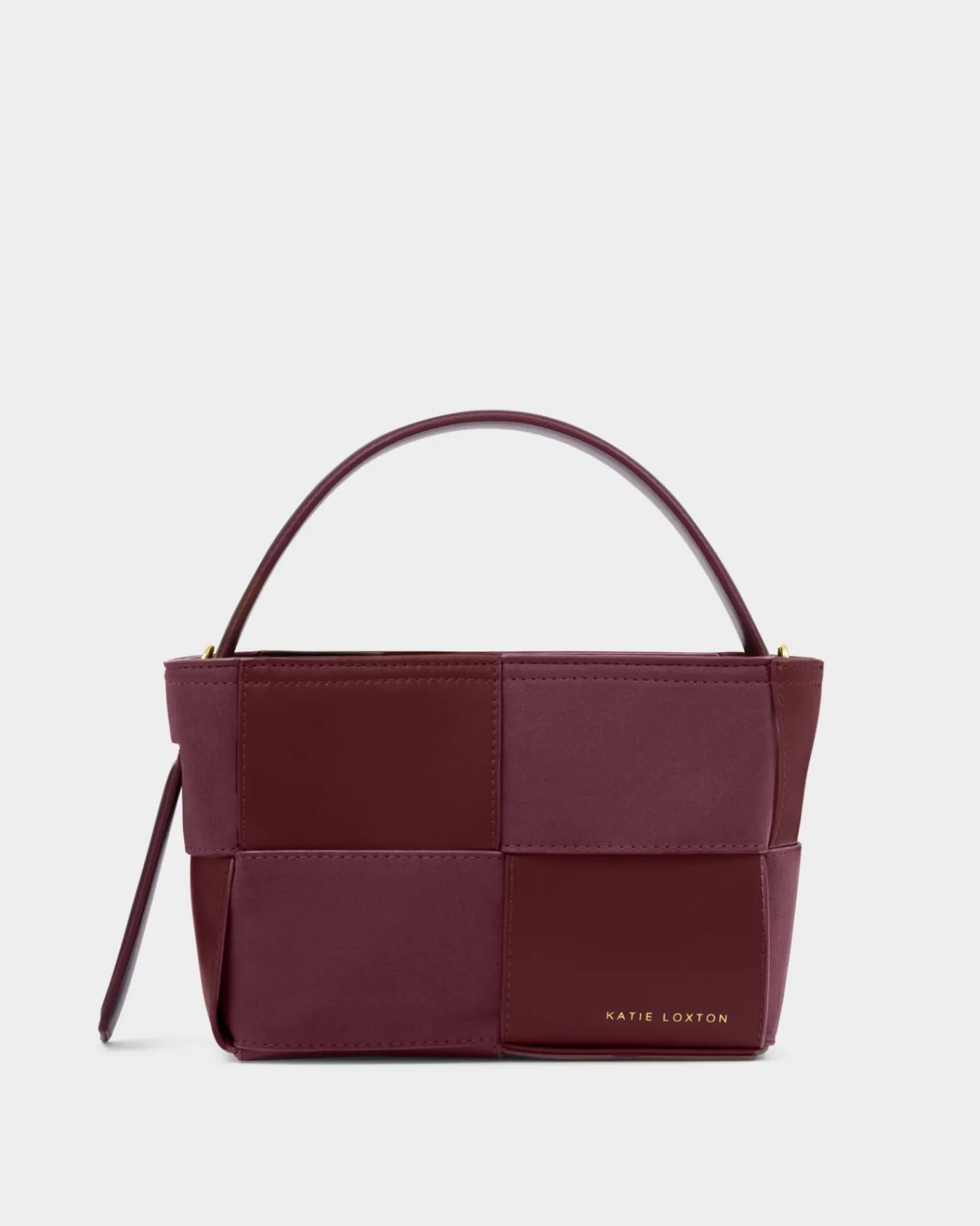 Katie Loxton Taya Hand Woven Suedette Top Handle Bag Cherry New