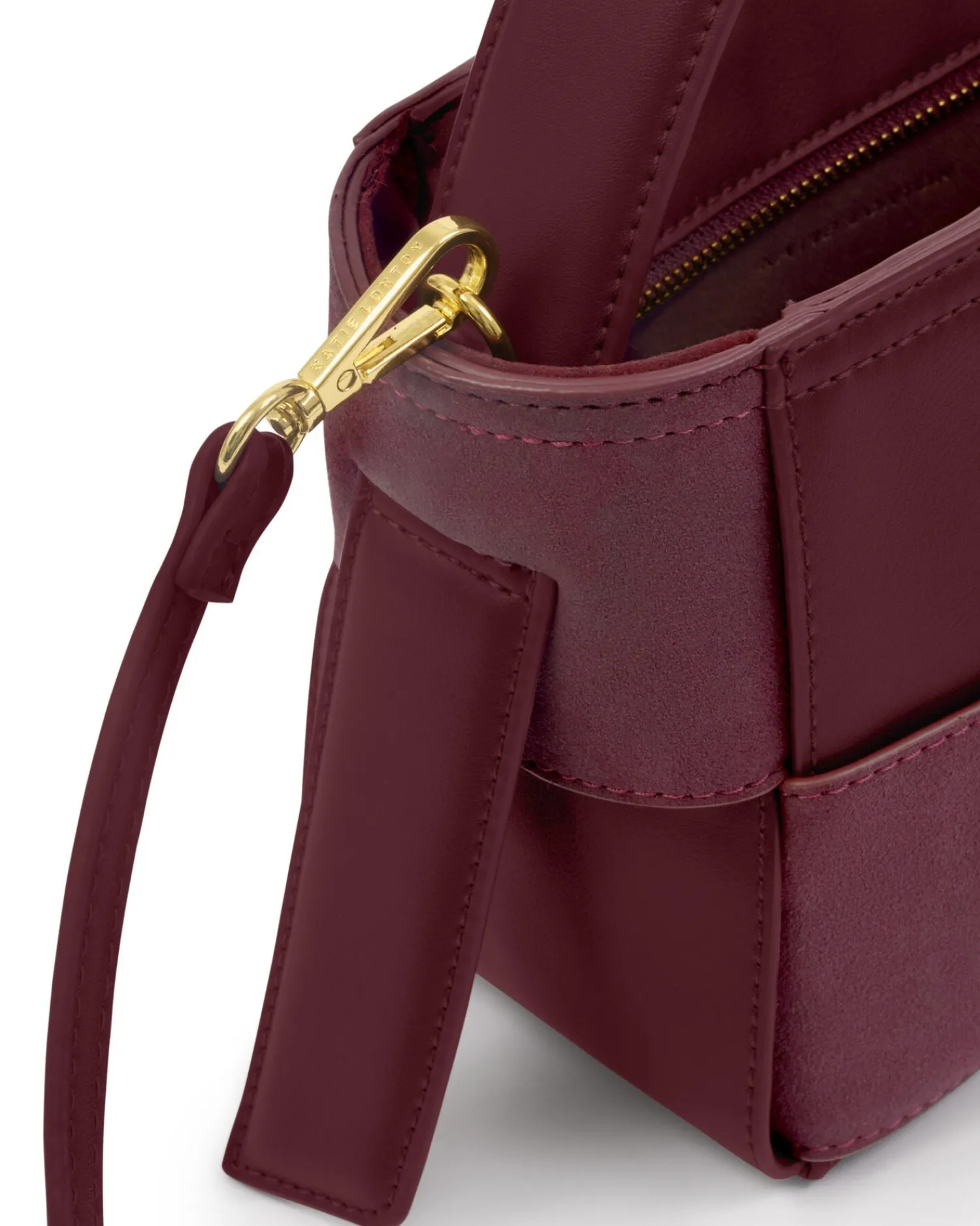 Katie Loxton Taya Hand Woven Suedette Top Handle Bag Cherry New