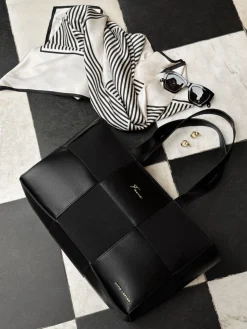 Katie Loxton Taya Hand Woven Suedette Tote Bag Black Discount