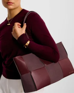 Katie Loxton Taya Hand Woven Suedette Tote Bag Cherry Outlet