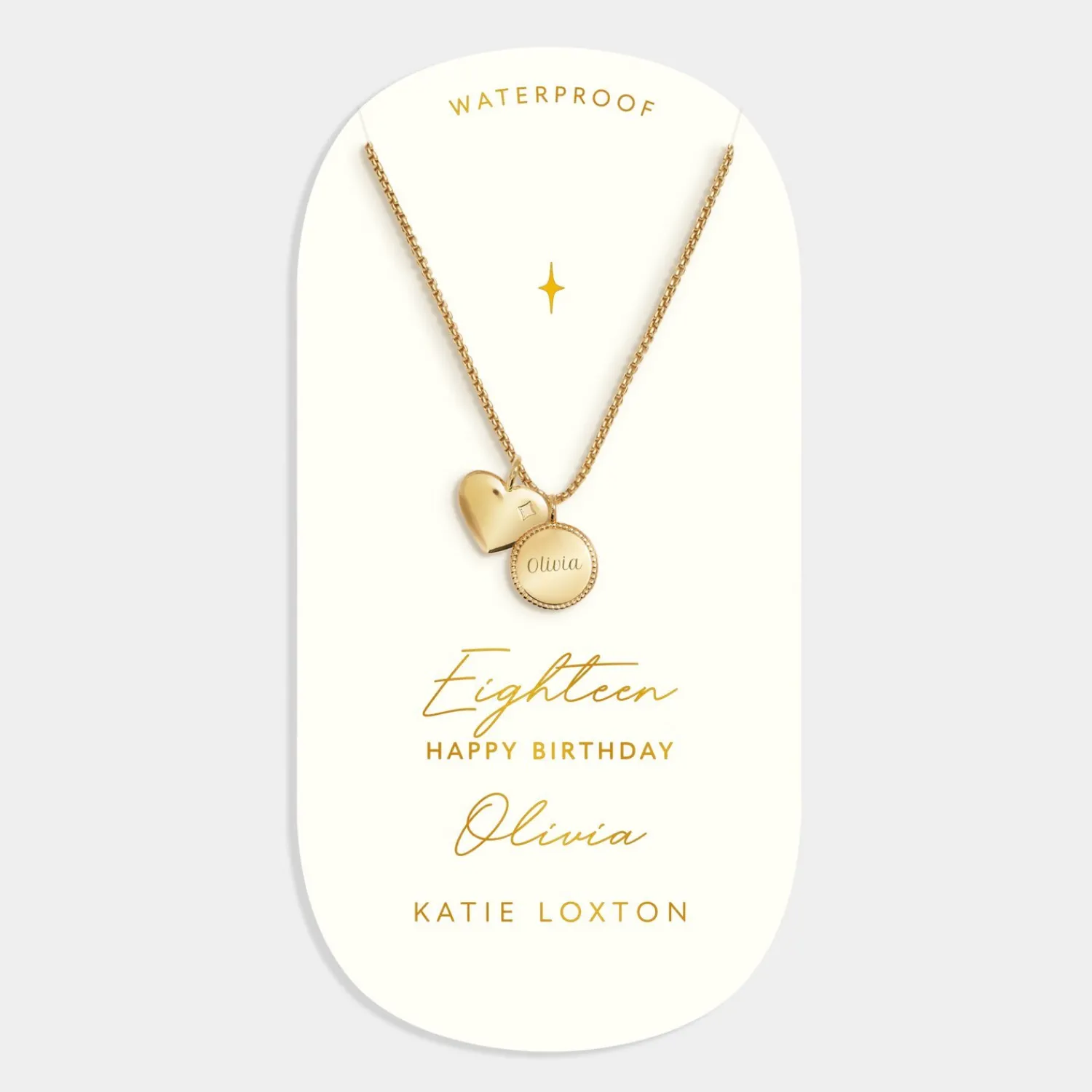 Katie Loxton 18th Birthday' Waterproof Gold Sentiment Necklace Hot