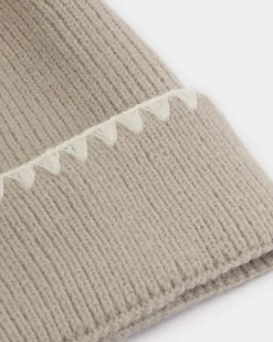 Katie Loxton Whipstitch Knitted Hat Taupe Discount