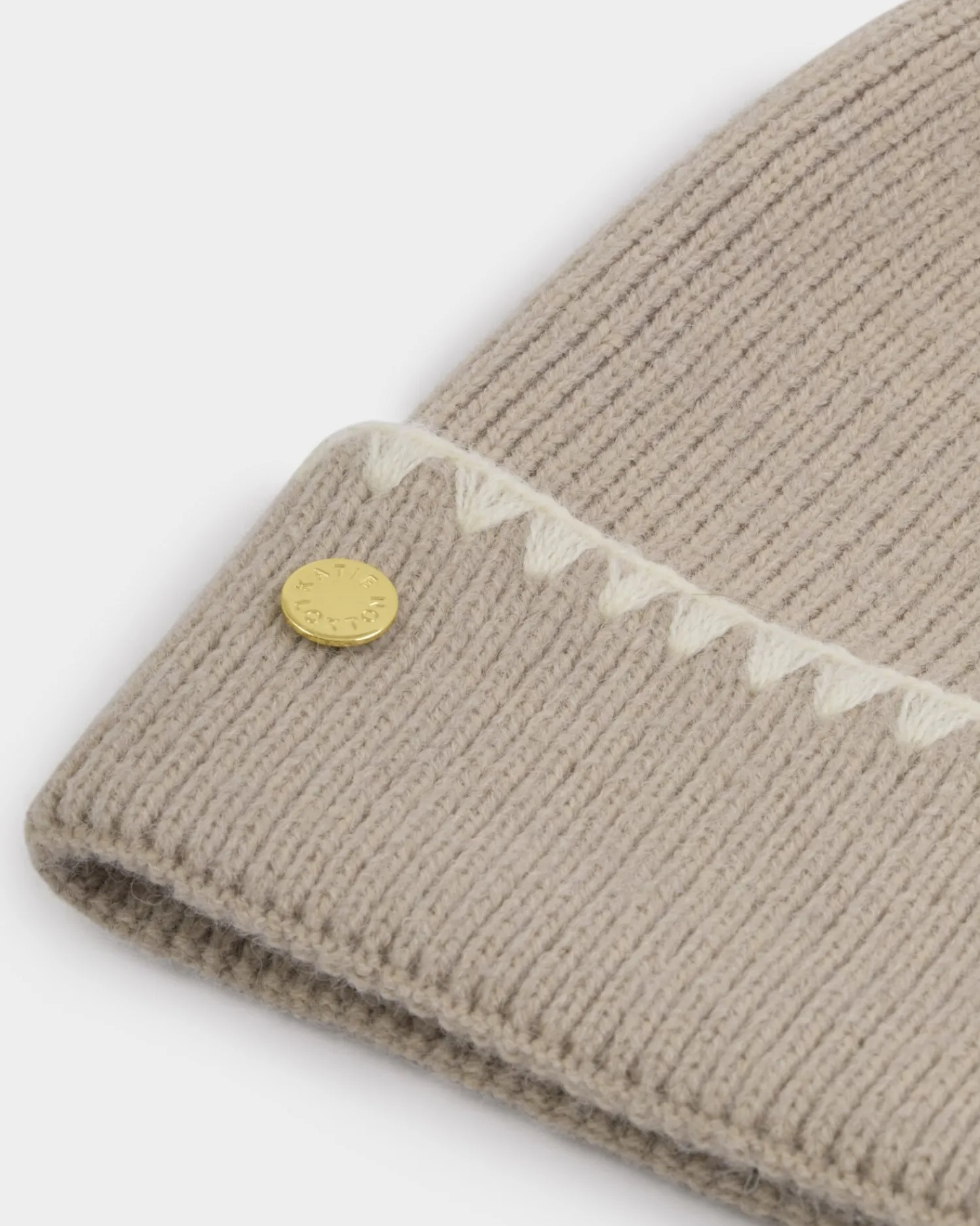 Katie Loxton Whipstitch Knitted Hat Taupe Discount