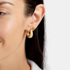 Katie Loxton With Love' Waterproof Gold Dome Hoop Earrings Outlet