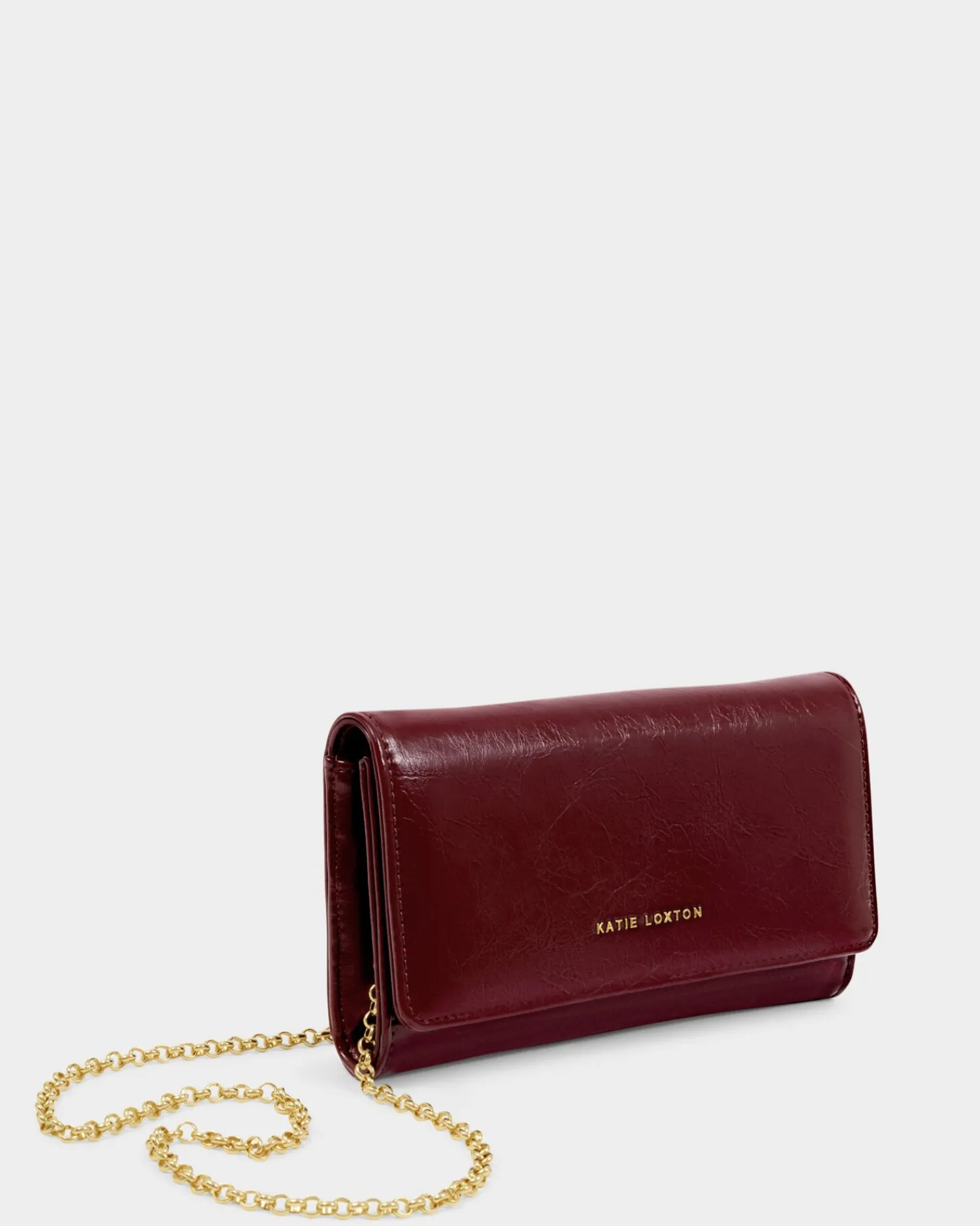 Katie Loxton Zea Patent Crackle Crossbody Purse Cherry Hot